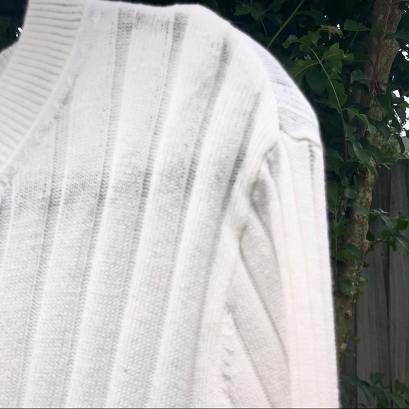 White Ribbed Sweater Women’s Stretch Sz. Large - Picture 3 of 9